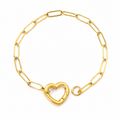 Pulsera Paperclip Heart Gold
