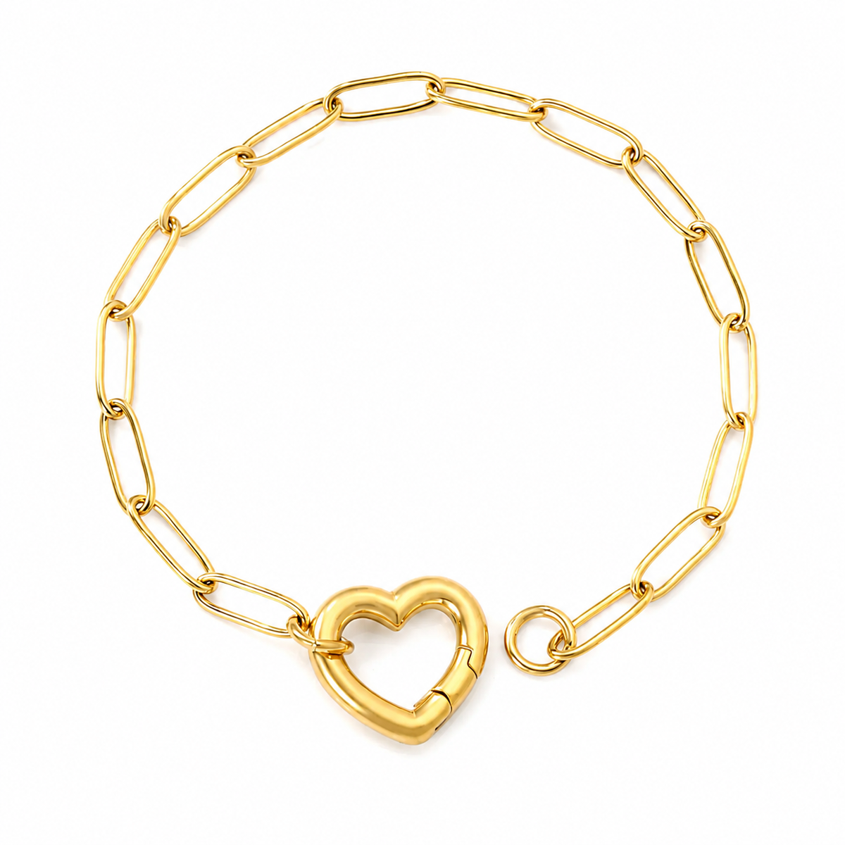 Pulsera Paperclip Heart Gold